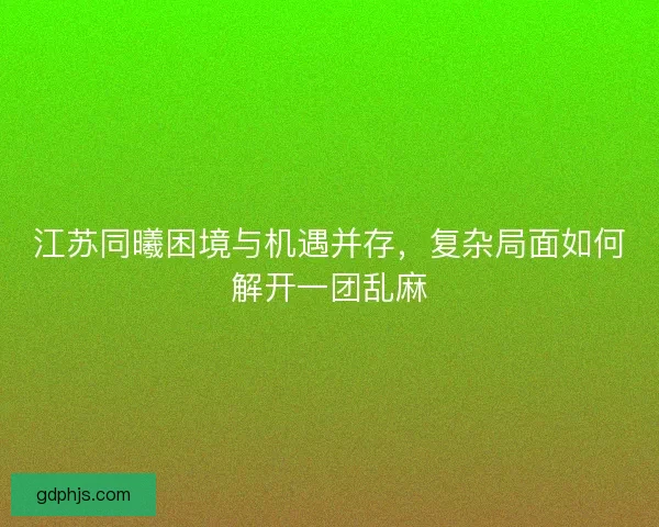 江苏同曦困境与机遇并存，复杂局面如何解开一团乱麻